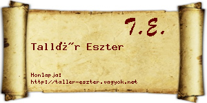 Tallér Eszter névjegykártya